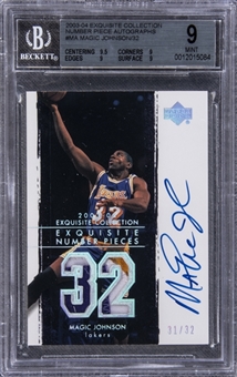 2003-04 UD "Exquisite Collection" Number Pieces #MA Magic Johnson Signed Card (#31/32) – BGS MINT 9/BGS 10